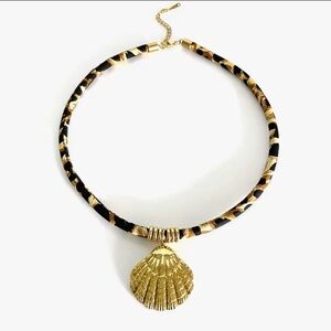 Seashell Goddess Statement Leopard Cord  Necklace